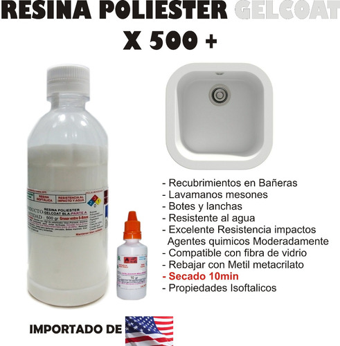 Resina Poliester Gelcoat X 500gr + Catal Bañeras Yacuzzi Bot