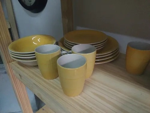 Vajilla Ceramica Naranja-platos Playos,hondos,postre Y Tazas