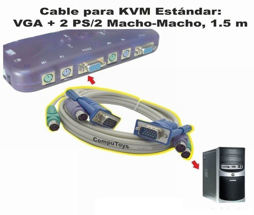 Imagen 2 de 2 de Cable Kvm Cable Vga+ps2 Teclado Y Mouse