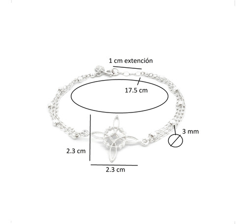 Pulsera Plata 925 Dije Nudo De Bruja Cadenas Amuleto Agálea Largo 16
