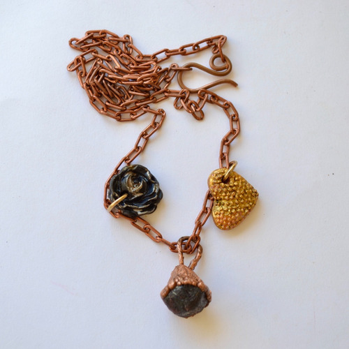 Imagen 3 de 10 de Collar Minimalista De Granate Con Cadena De Cobre, Cod1