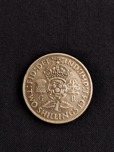 Moneda Gran Bretaña Two Shilling 1941 Plata. J