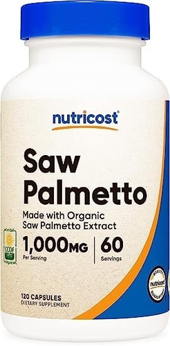 Original Nutricost, Saw Palmetto, 1000mg, 120cap, 60 Porcion