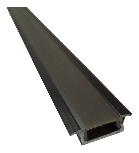 Perfil Led Embutir Mini Slim Preto C/ Difusor Fumê 4 Metros