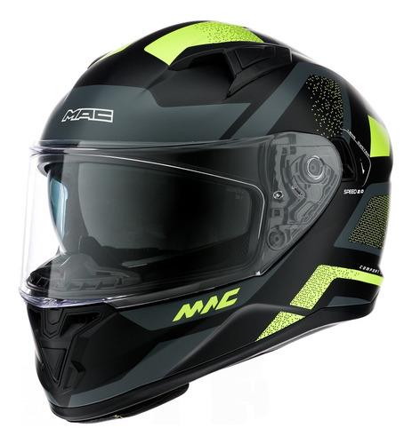 Casco Moto Doble Visor Mac Speed 2.0 Neo Negro/amarillo