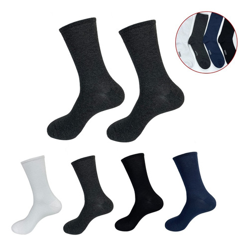 Calcetines Hombre Bambu Pack 3 - Liso Corte Medio 