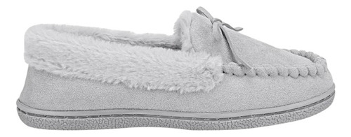 Pantuflas De Mujer Tipo Zapato Gris Afelpadas Por Dentro