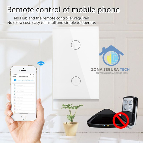 Imagen 1 de 7 de Interruptor Inteligente Touch Wifi + Rf 2 Botones Smart