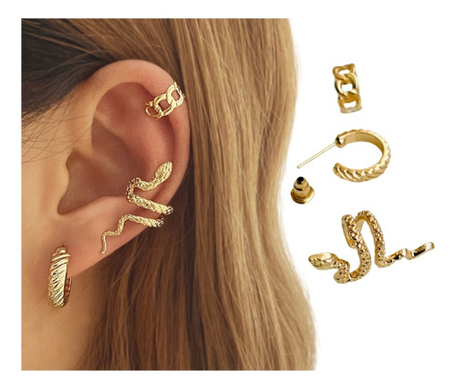 Aretes Mujer Ear Cuff Solitario Ear Cuff Set Serpiente