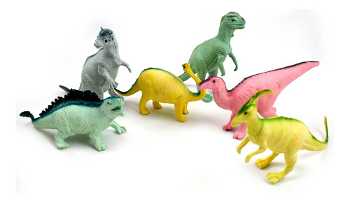 Dinosaurio X6 Goma Muñeco Juguete Infantil Dino Color Sc