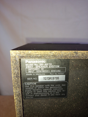 Módular Bocinas Panasonic Ak70 6 Ohms Potentes Altavoces Negro 160 W (Usado)