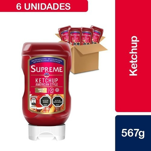 6 Unidades Ketchup Supreme, American Style Squeeze 567 G