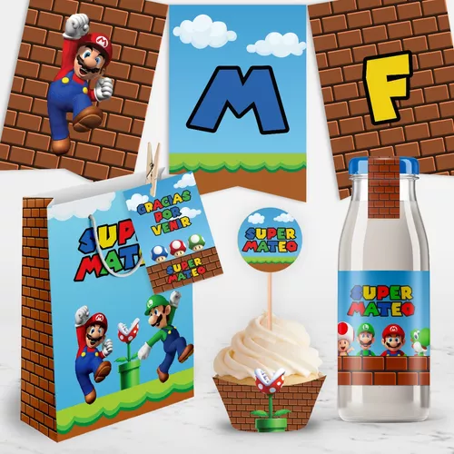 Kit Imprimible Mario Bros Cumpleaños Niños Candy Bar Cumple
