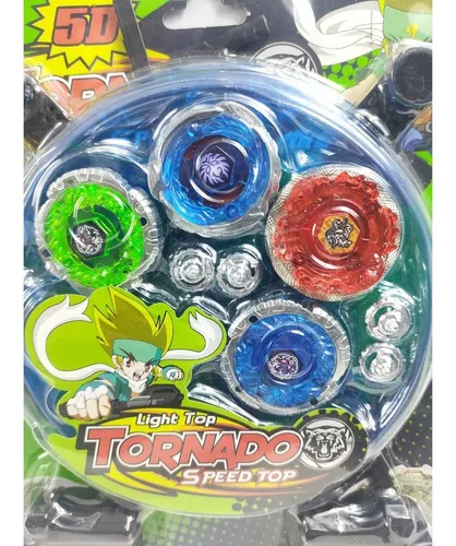 Kit 2 Pião Beyblade Metal Tornado Com Arena 2 Lançador