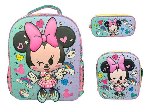 Kit De Mochila Lonchera Y Lapicera Minnie Primaria Vs3581