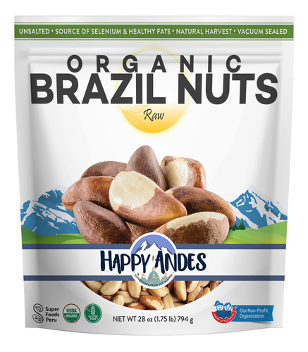 Happy Andes Nueces De Brasil Organicas Reales De 1.75 Libras