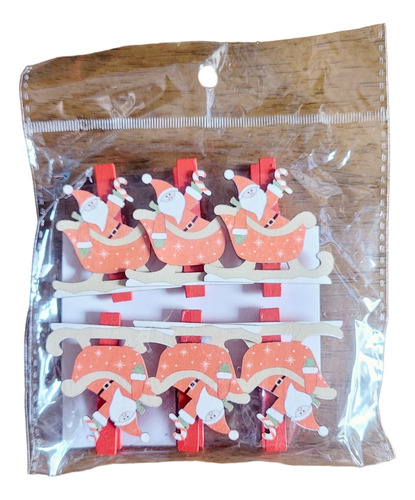 Adorno Broche Clip Navidad Pintado Decoracion Pack X6