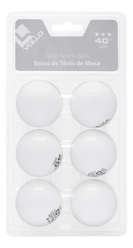 Kit 6 Bolas De Tênis De Mesa Ping-Pong VT611-3 3 Estrelas Com 6 Unidades Branca Vollo