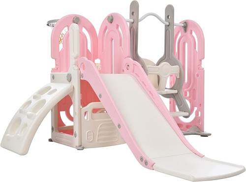 Tobogan 5 En 1 Para Niños Columpio Color Rosa Marca Merax