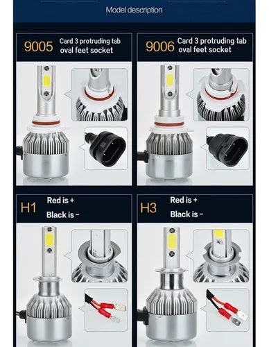 C6 Faro H4 Led Coche Led Faro H11 H3 Luz Antiniebla H7 9012
