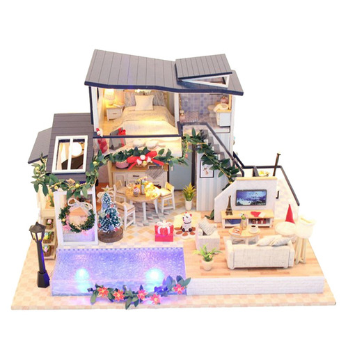 Imagen 4 de 6 de Casa De Muñecas Diy Kit De Madera En Miniatura Con Muebles