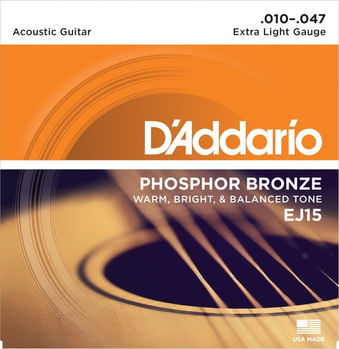 Encordado Daddario Ej15 Bronce 010 047 G Guitarra Acustica