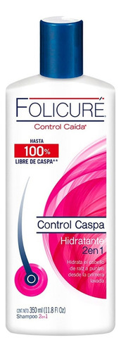  Shampoo Folicure Control Caída Y Caspa Hidratante 2 En 1 Envase De 350ml