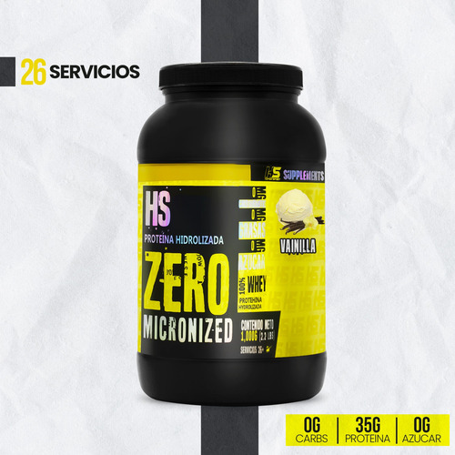 Proteína Whey Hidrolizada Zero Hs 1 Kg Sabores Hiper Sport Vainilla
