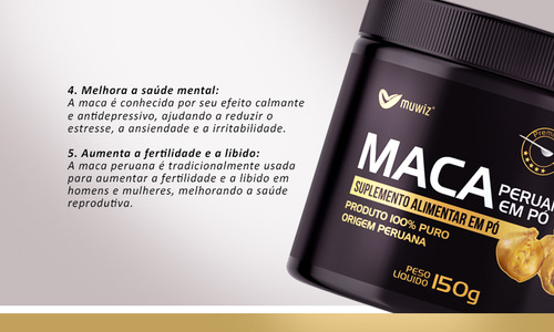 1 - Maca Peruana 100% Pura Muwiz - Maca Em Pó 150g