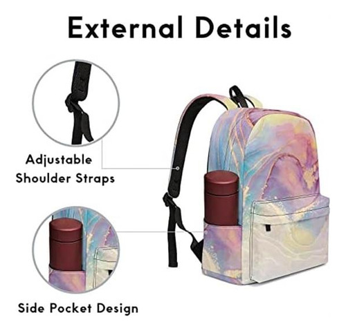 Mochila Para Computadora Portátil De Mármol Para Adolescente