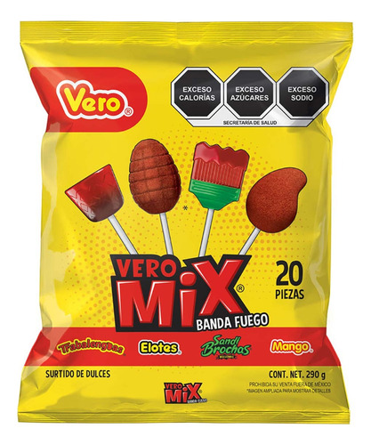 Paletas Vero Mix Banda Fuego 20 Pz