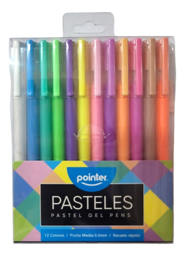 Bolígrafos De Gel Pasteles Pointer - 12 Colores