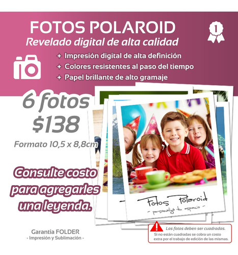 * Fotos Polaroid - Revelado Digital - 6 Fotos - Decoración *