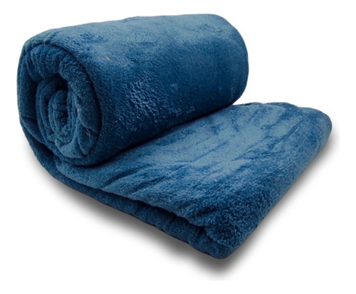 Cobertor Manta Soft Microfibra Queen 2,20m X 2,40m Camesa Cor Azul Desenho Do Tecido Lisa