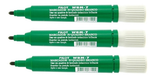 Pincel Marcador Para Quadro Branco Pilot Wbm-7 Com 3 Unid. Cor Verde