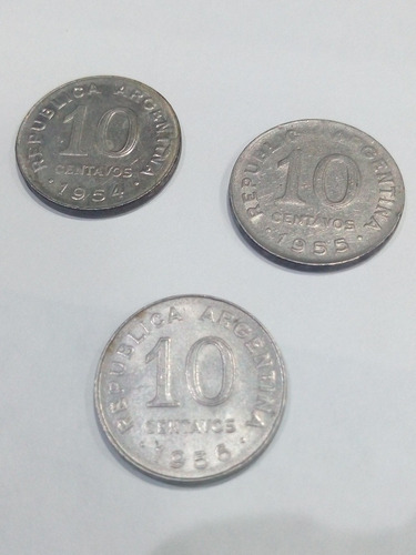 Lote Monedas 10 Centavos 1954/55/56 