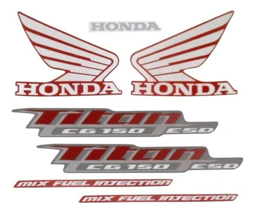 Kit Adesivo Jogo Faixa  Honda Titan 150 2013 Esd Vermelha Cor Vermelha