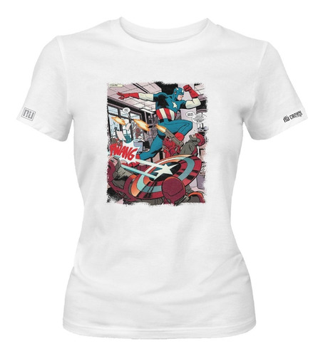 Camiseta Estampada Capitán América Superhéroe Mujer Idk