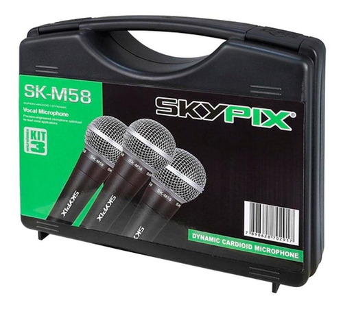 Kit Com 3 Microfones Dinamico Skypix Tipo Beta Sm58 Prof