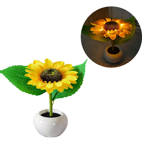 Luz Nocturna Led Simulada Con Forma De Girasol Para Dormitor