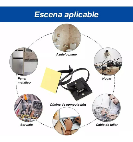 400 Bases Adhesivas Y 400 Correas De Plástico De 30 X 30 Mm