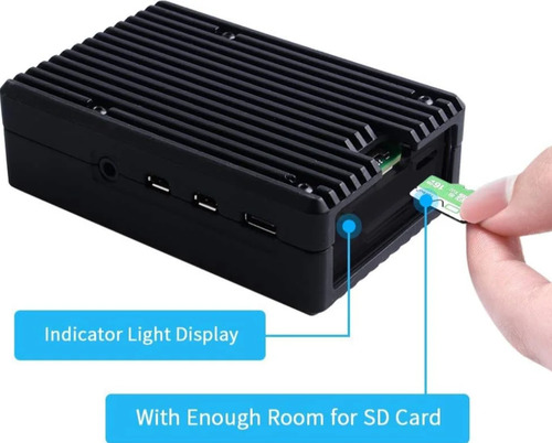 Case Raspberry Pi 4 Aluminio Y Ventilador