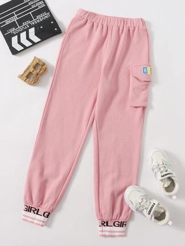 Joggers Niña Rosado Pretina Tobillo Girl Shein