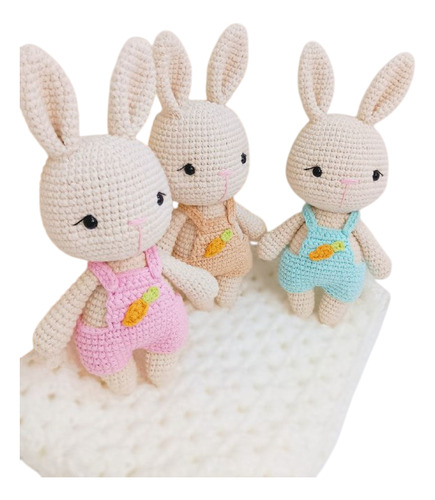 Conejo Pascua Amigurumi Tejido A Crochet Azul