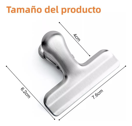 Clips De Acero Inoxidable Bolsas Comida Clips Sellado 10pcs