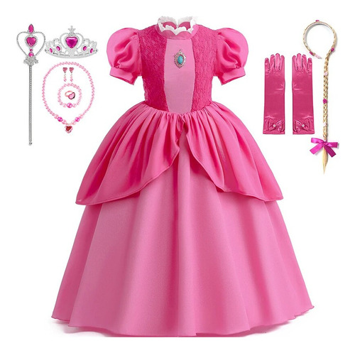 Disfraz De Princesa Melocotón Para Niña, Vestido De Cosplay