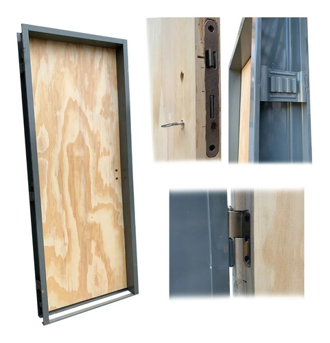 Imagen 2 de 2 de Puerta Placa 70 X 200 Pino Marco Chapa 24 Tabique 10 Durlok