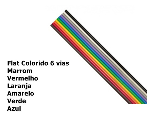 5mt Cabo Flat Colorido 20 Vias 26awg = 0,14mm² - 20x26 Colo