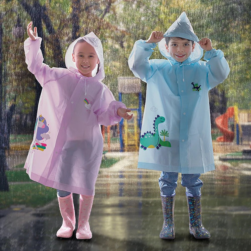 Impermeable De Unicornio De Niña Con Capucha Ajuste Comodo