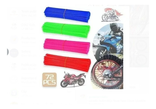 Set Cubre Rayos Popotes Moto Bicicleta Colores 72 Unidades